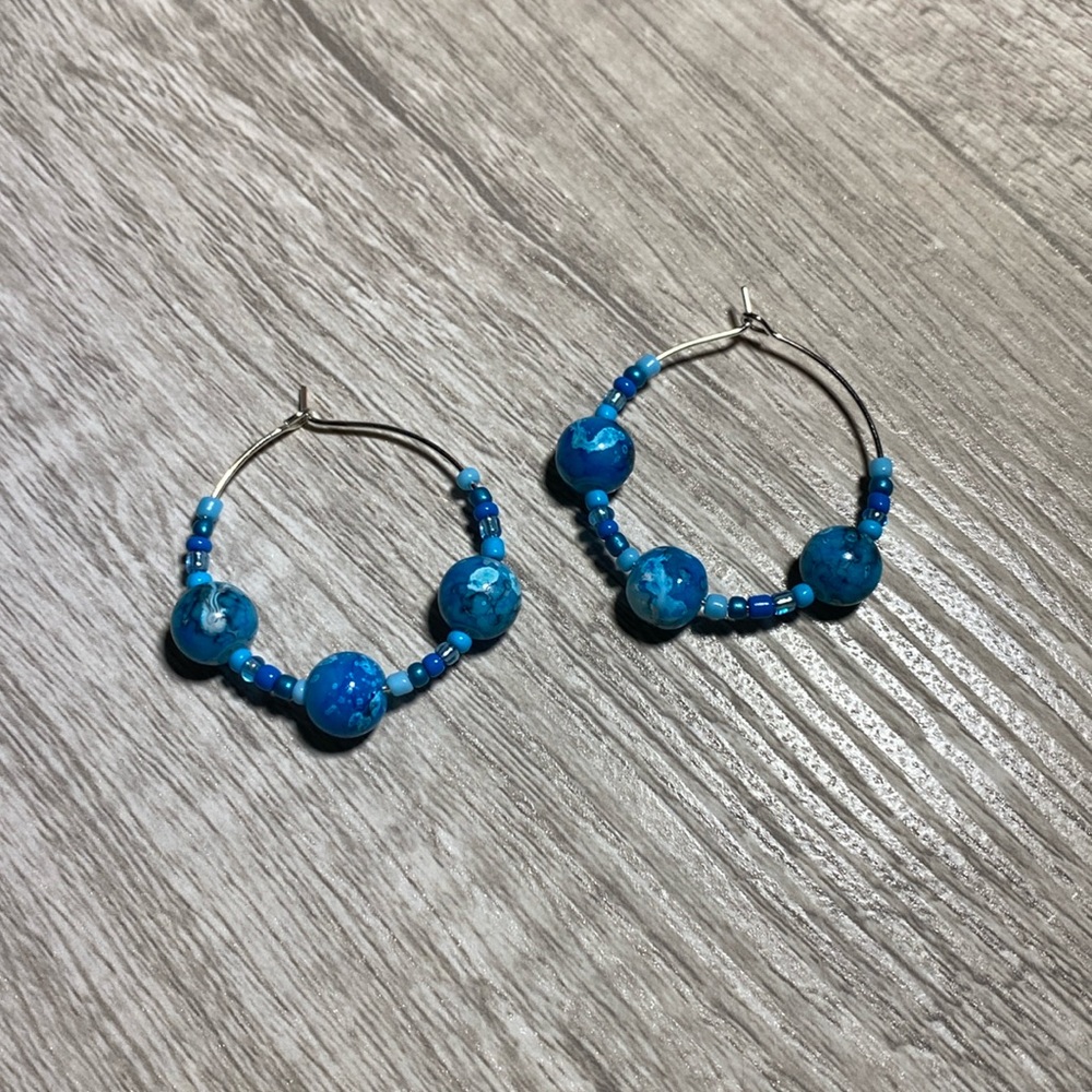 Handmade beaded hoop earrings